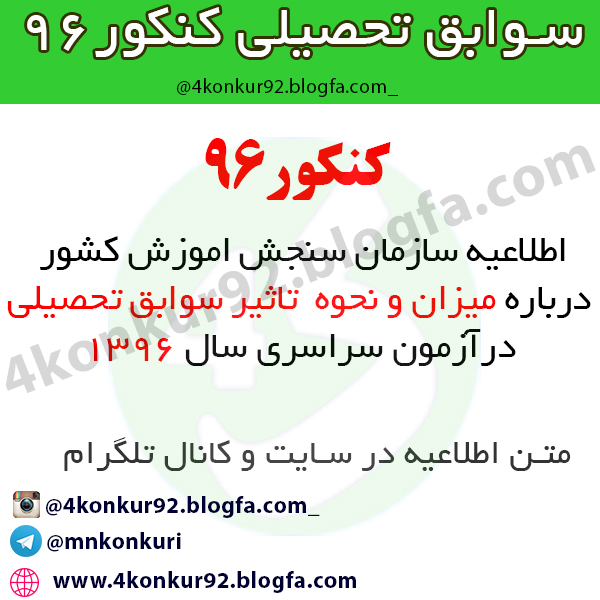 مشاوره کنکور | تاثیر سوابق تحصیلی کنکور96