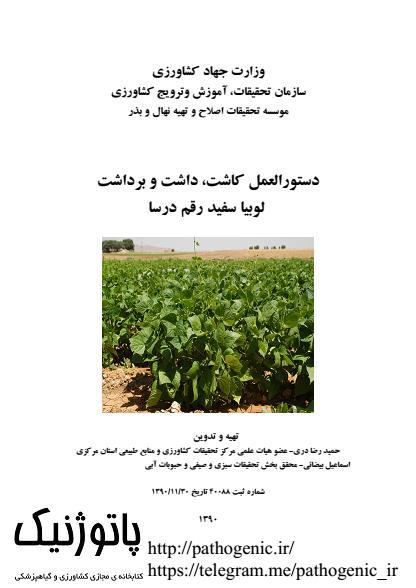 دانلود نشریه ی فنی - ترویجی: دستورالعمل کاشت، داشت و برداشت لوبیا سفید رقم درسا دانلود نشریه ی فنی - ترویجی: دستورالعمل کاشت، داشت و برداشت لوبیا سفید رقم درسا
