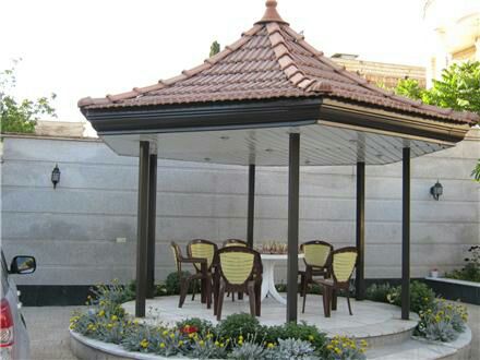 آلاچیق چهار شیب طرح چینی با نما و لمبه