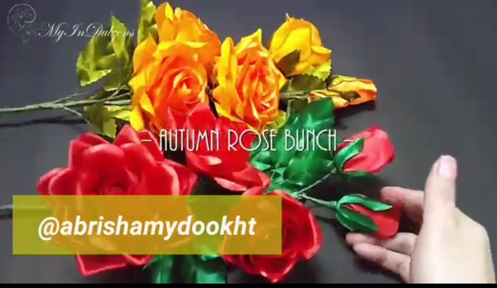 آموزش گل رز شاخه ای روبانی