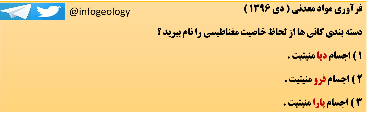 60 - دسته بندی کانی ها از لحاظ خاصیت مغناطیسی .