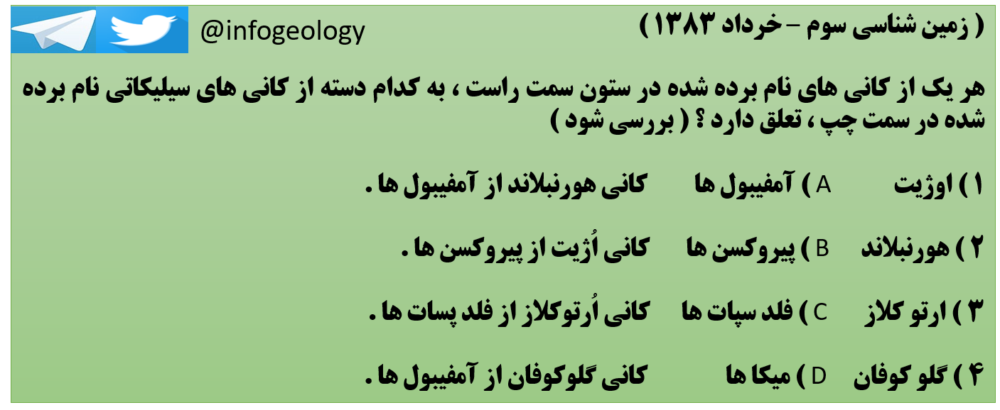 159 - سوال امتحانی زمین شناسی سوم خرداد 1383 .